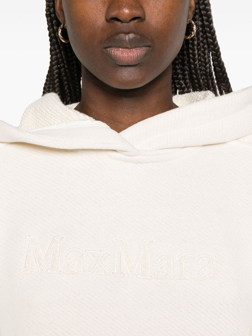 Max Mara Light Beige Hoodie With Embroidered Logo