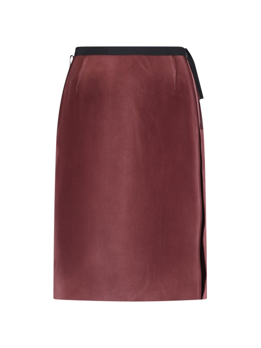 Maison Margiela Bordeaux Viscose Midi Darts Skirt