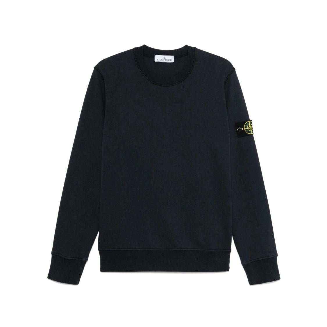 Stone Island Blue Crewneck Sweatshirt With Iconic Logo Patch