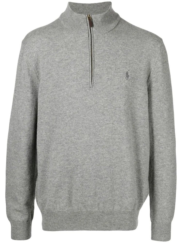 Polo Ralph Lauren Knit Pullover Sweater With Half-Zip And Ribbed Accents