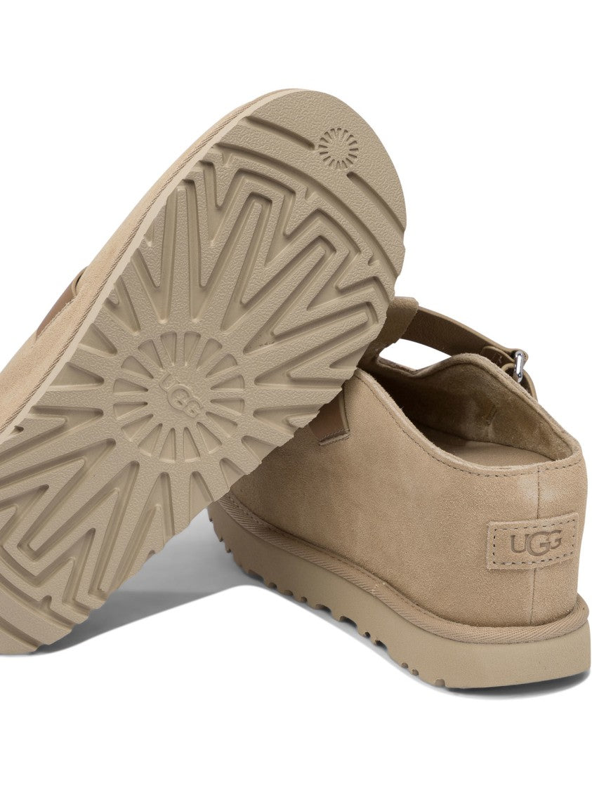 Ugg Cushioned Suede Loafers With Metal Buckle And Textured Tread