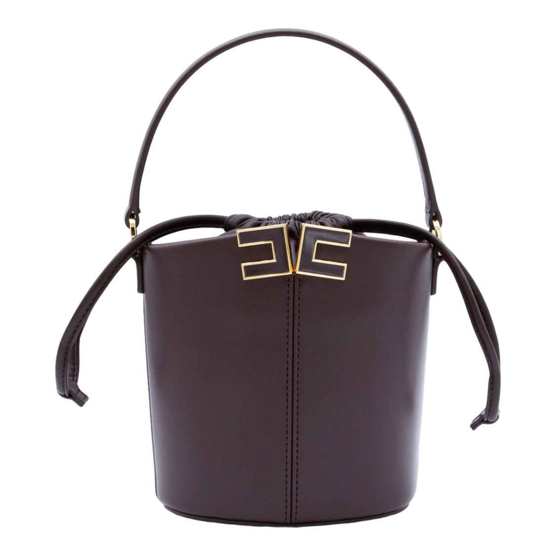 Elisabetta Franchi Structured Brown Bucket Bag