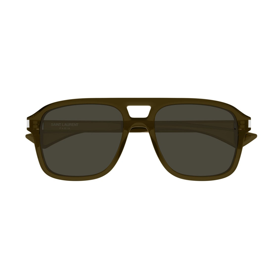 Saint Laurent Squared Frame Sunglasses With Double Bridge And Tinted Lenses