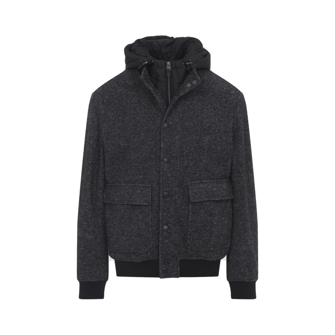 Canali Hoodie Dark Grey Viscose Bomber Jacket