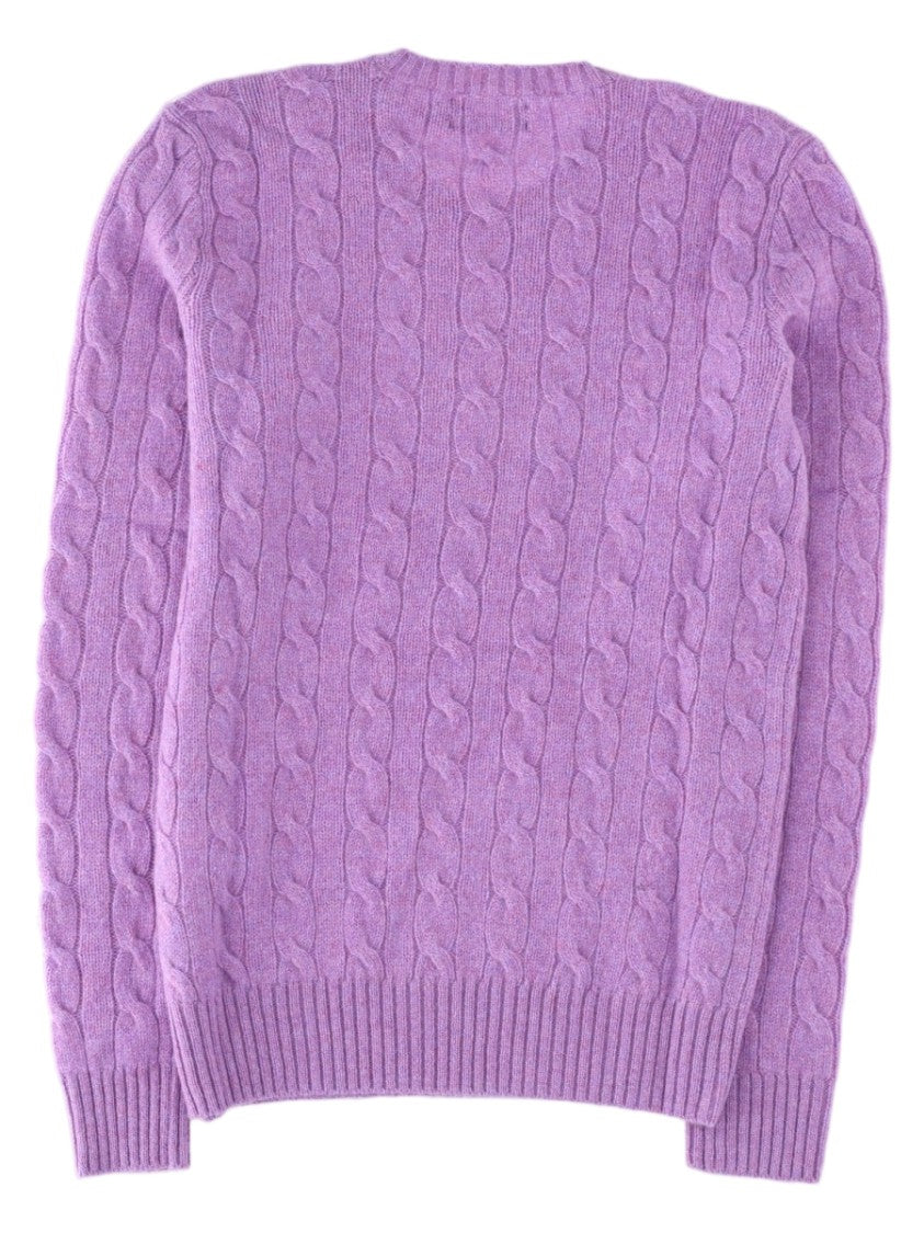 Polo Ralph Lauren Purple Cable-Knit Wool-Blend Sweater