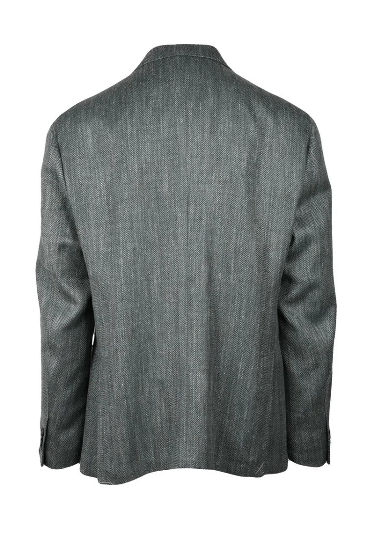 Corneliani Jacket Wool Silk Linen - Sage Green