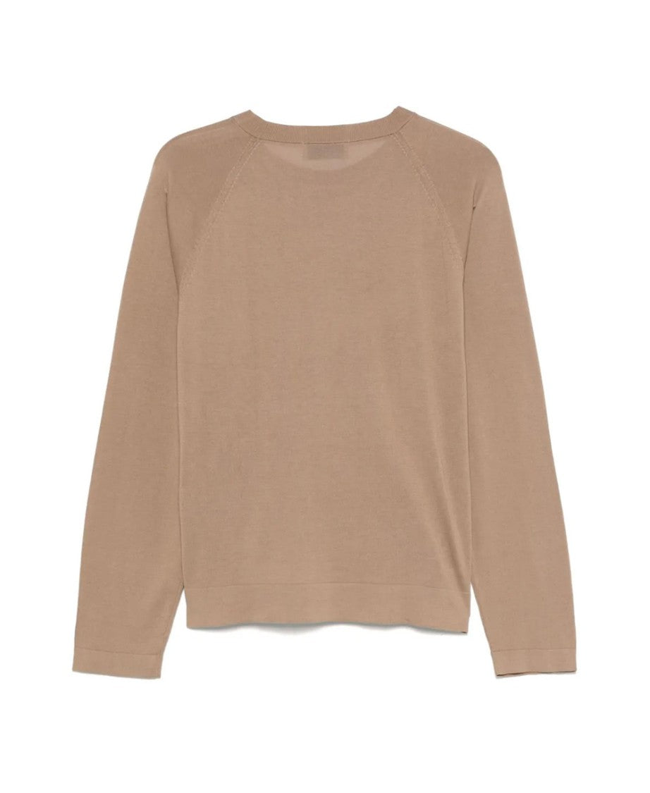 Officine Generale Raglan Sleeve Crewneck Sweater With Side Slits