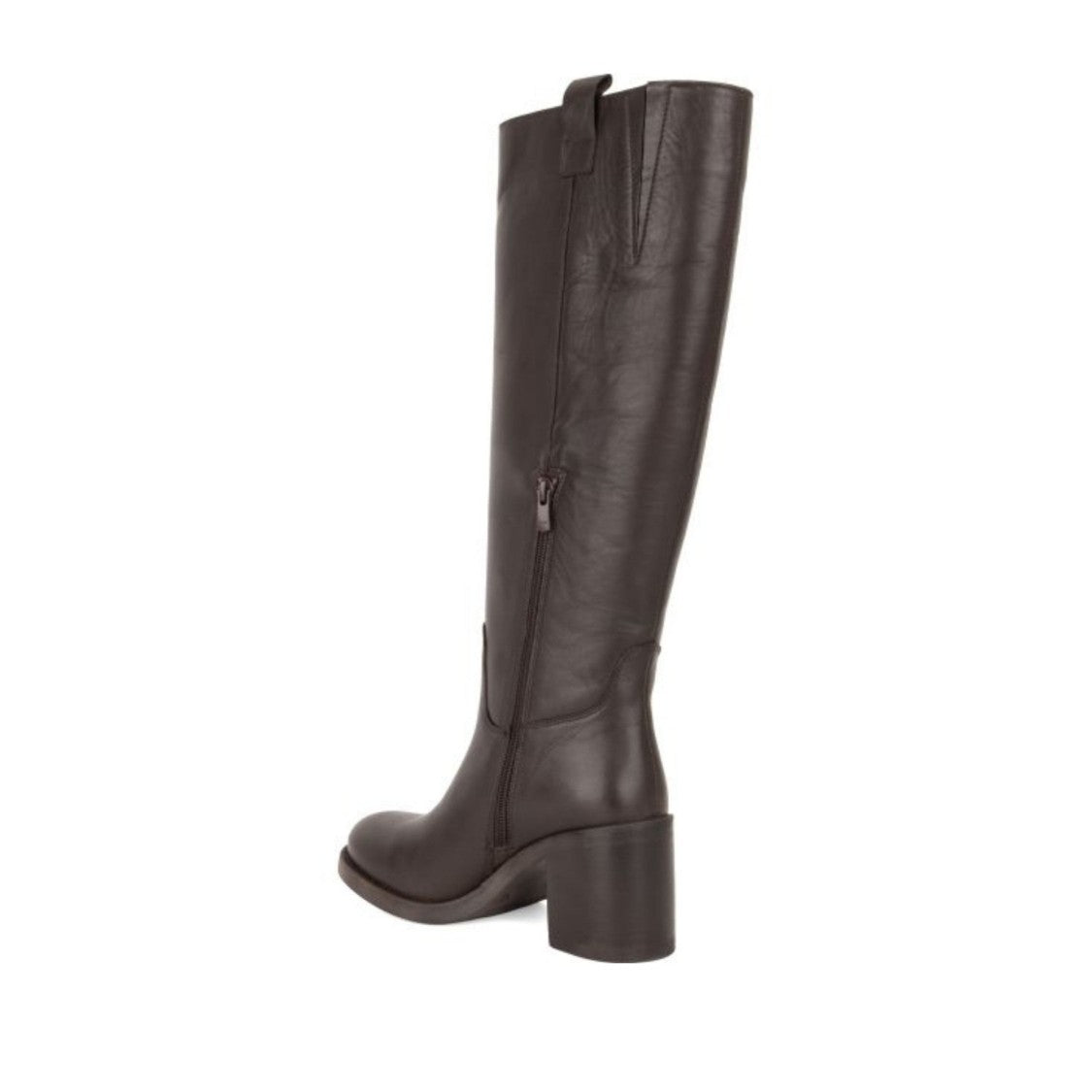 Sergio Moretti Brown Smooth Leather Block Heel Knee-High Boots
