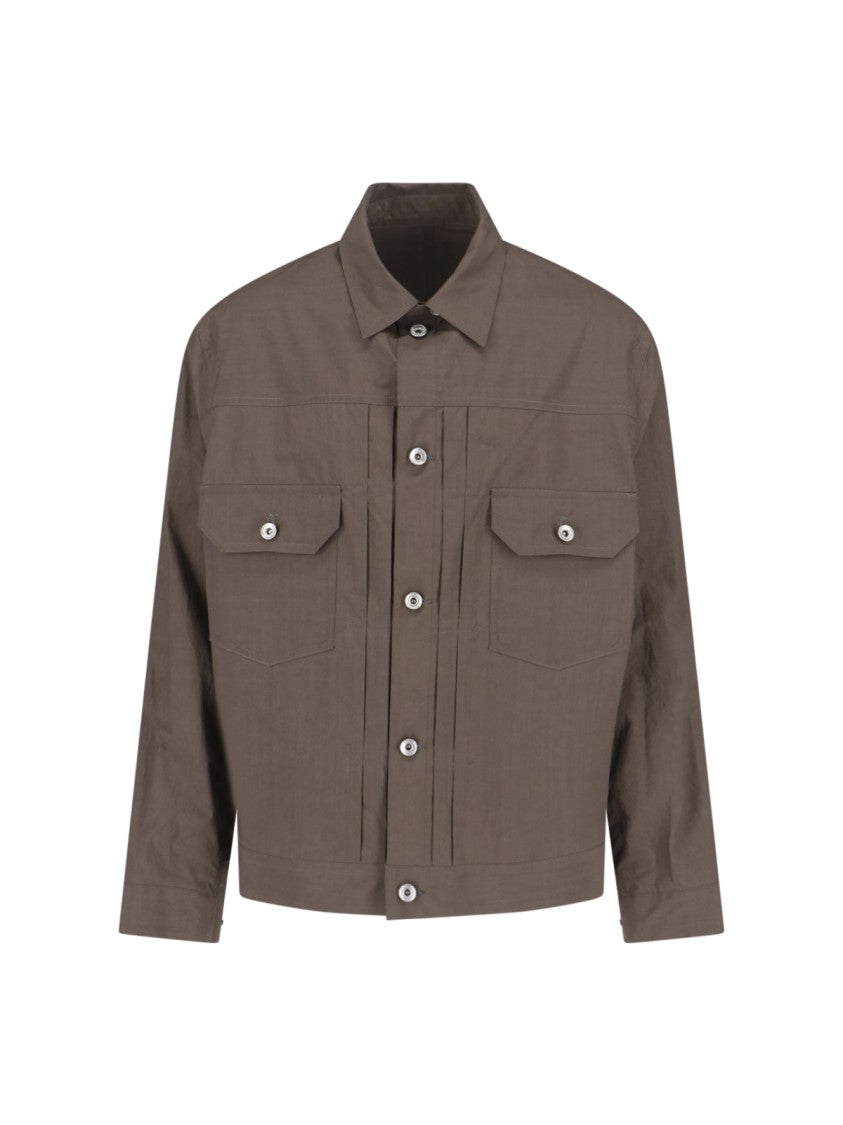 Sacai Layered Beige Jacket With Dynamic Textures