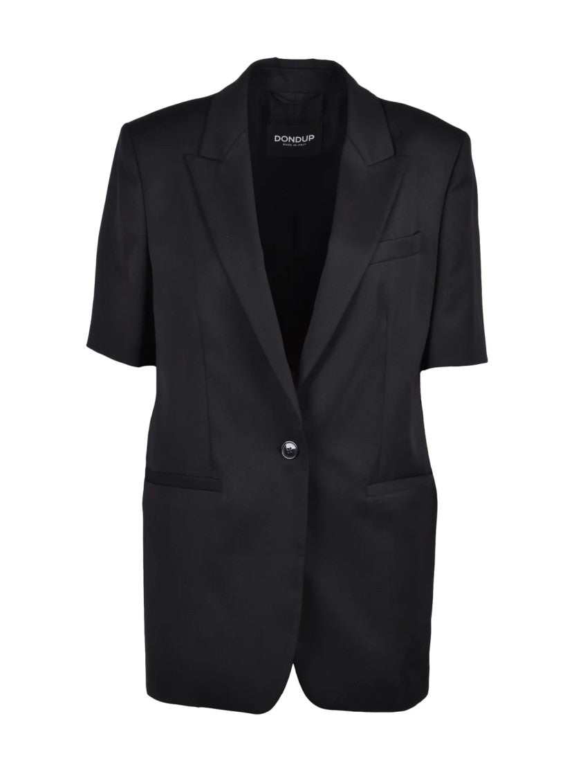 Dondup Black Virgin Wool Elastane Fitted Jacket