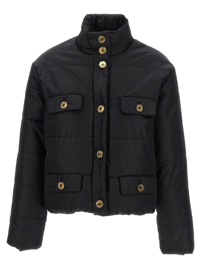 Moschino Padded Down Jacket With Gold Logo Button Closure