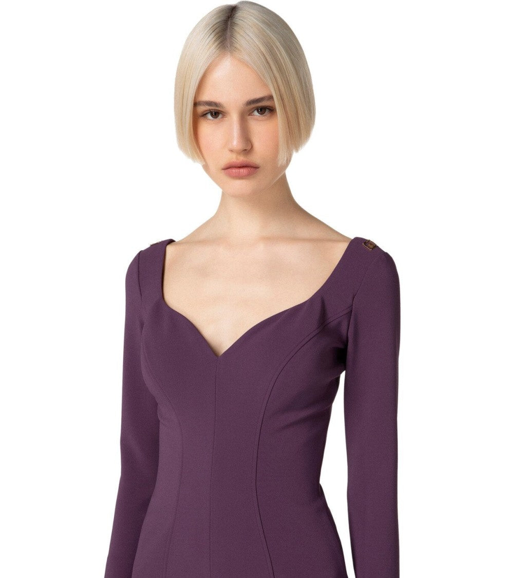 Elisabetta Franchi Purple Midi Sheath Dress