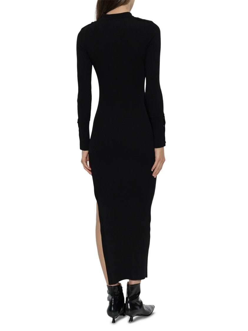Courrèges Rib Knit Polo High Slit Dress