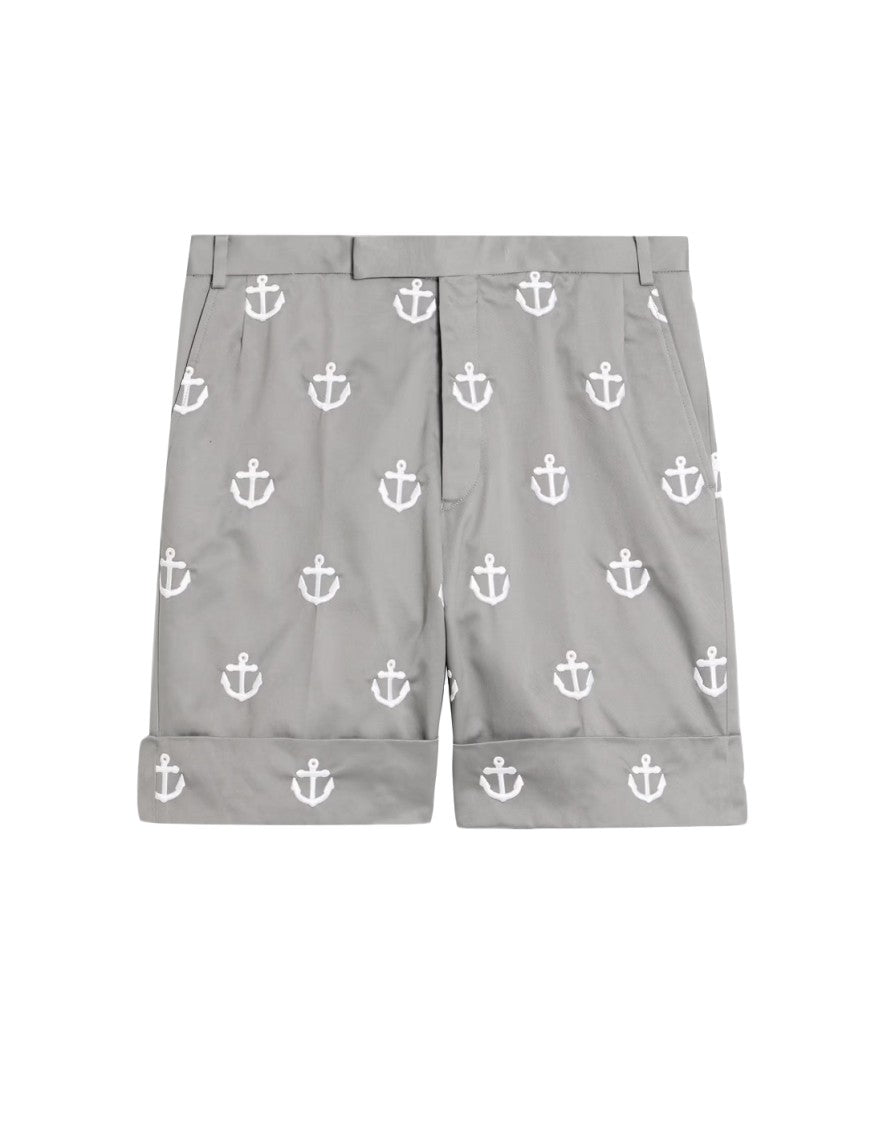 Thom Browne Tailored Shorts With Subtle Anchor Pattern