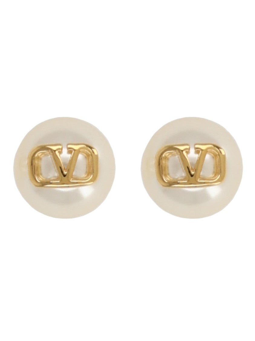 Valentino Garavani Vlogo Signature Oval Pearl Brass Earrings