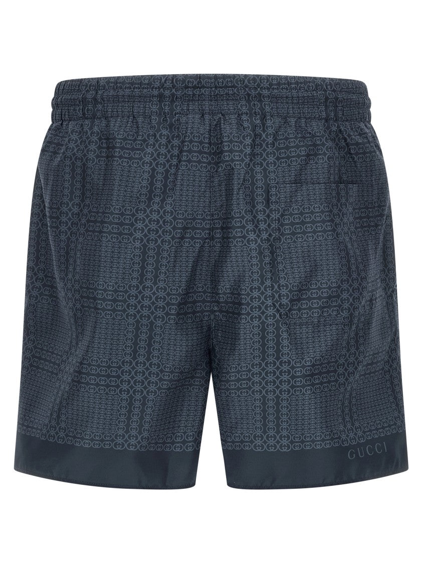 Gucci 'Incrocio Gg' Print Technical Poplin Swimsuit