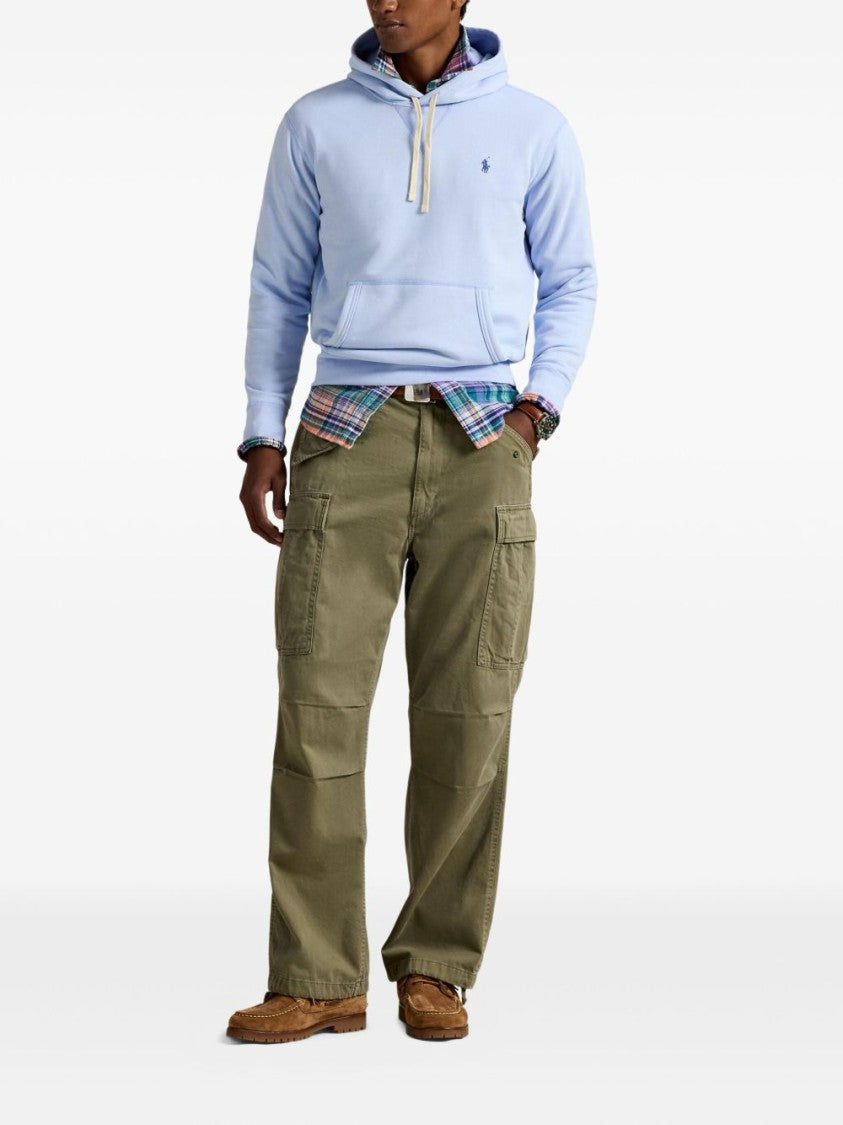 Polo Ralph Lauren Light Blue Drawstring Hooded Sweater With Front Pouch Pocket