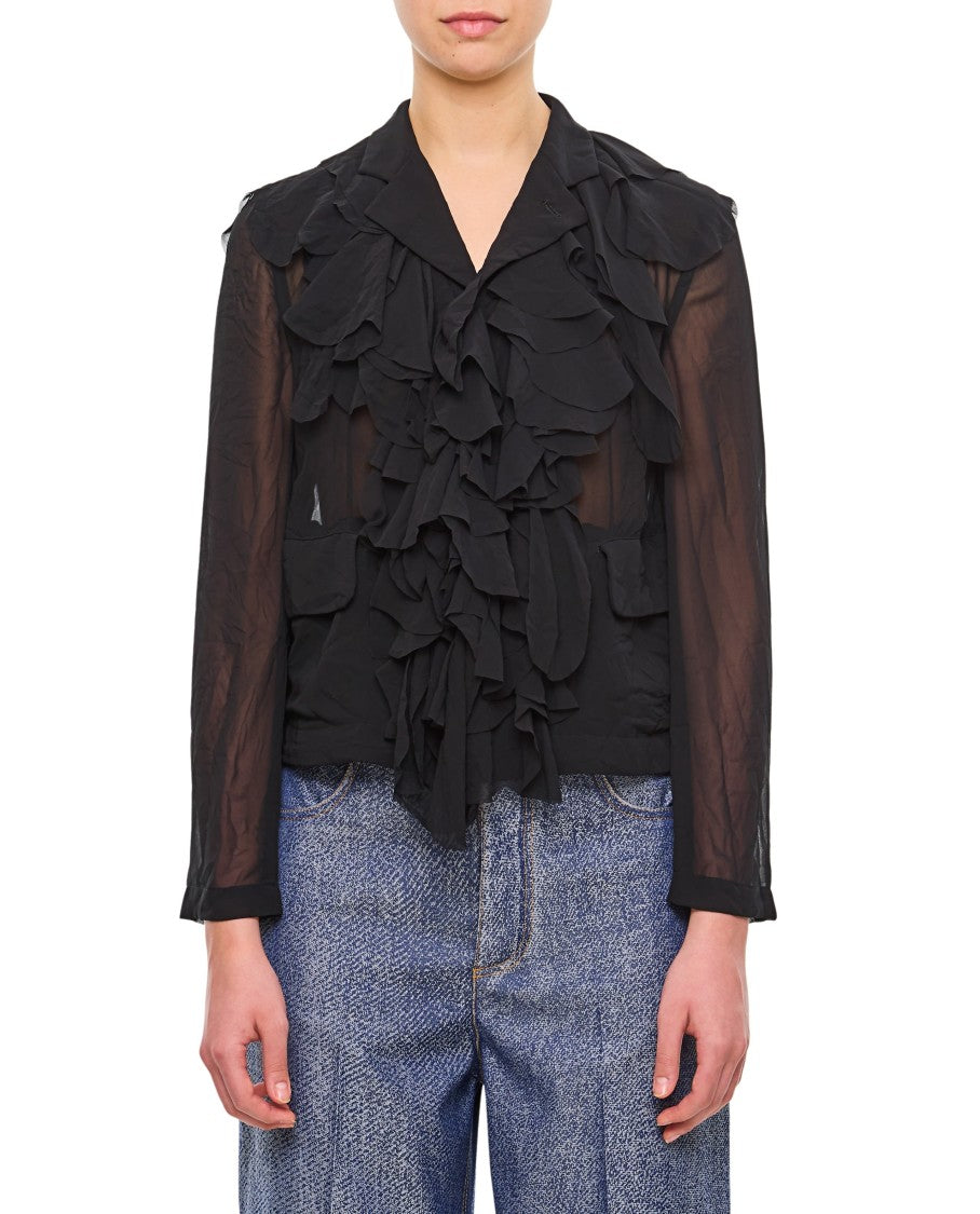 Comme Des Garçons Semi-Transparent Ruffled Front Shirt