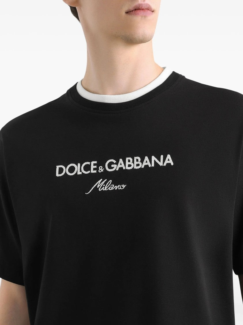 Dolce & Gabbana Black Relaxed Fit Contrasting Logo T-Shirt