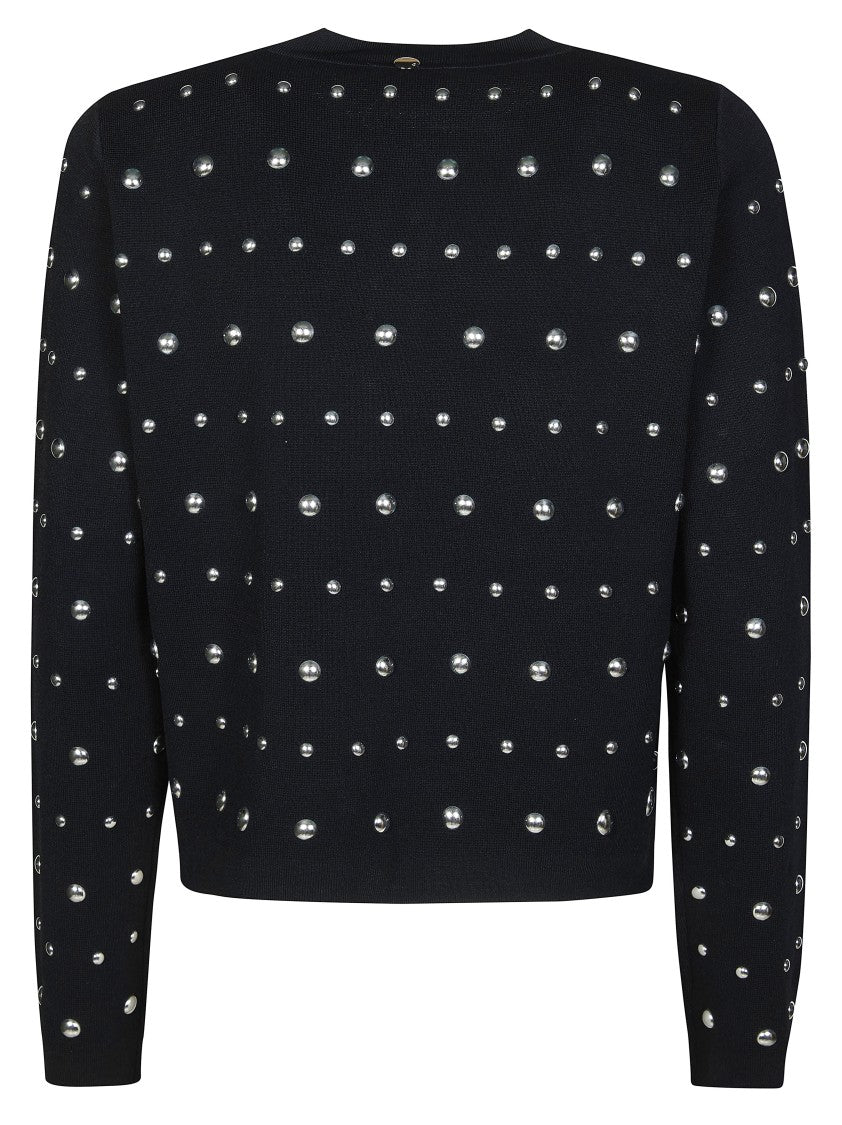 Liu Jo Black Studded Round Neck Cardigan