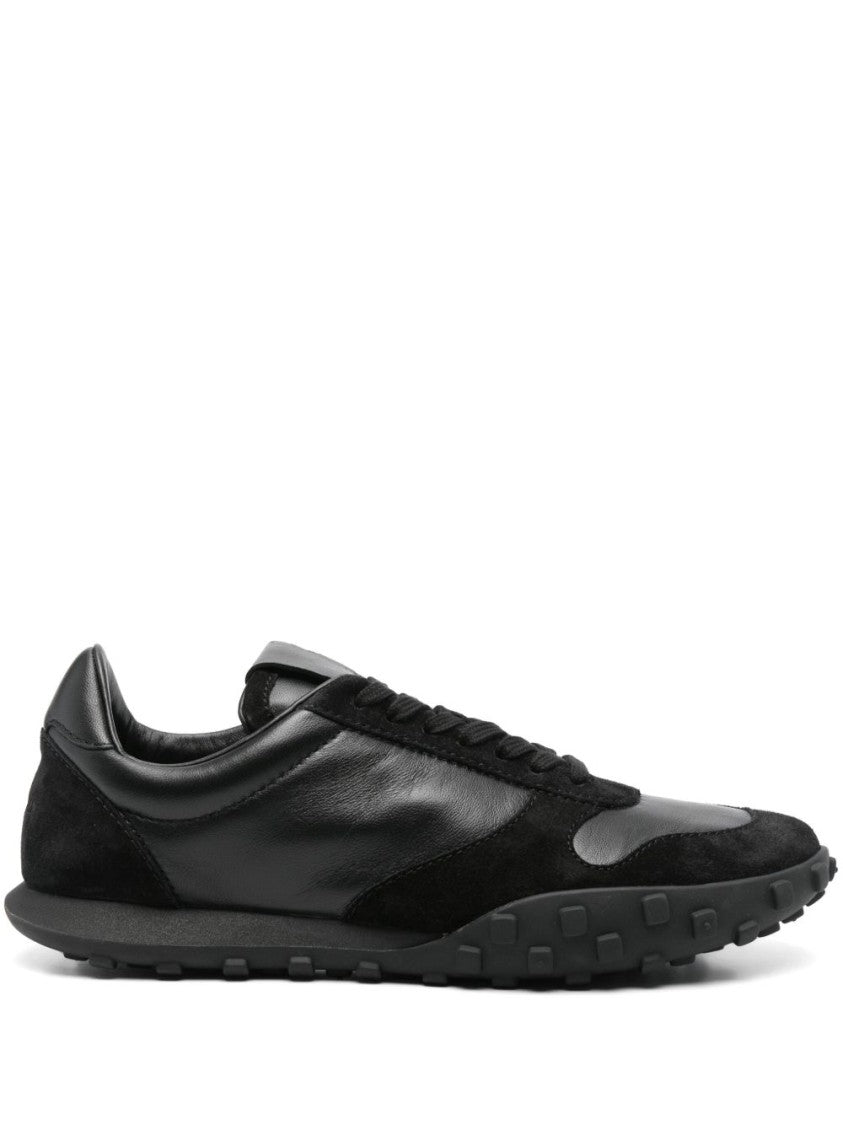 Jil Sander Black Leather Sneakers With Suede Inserts