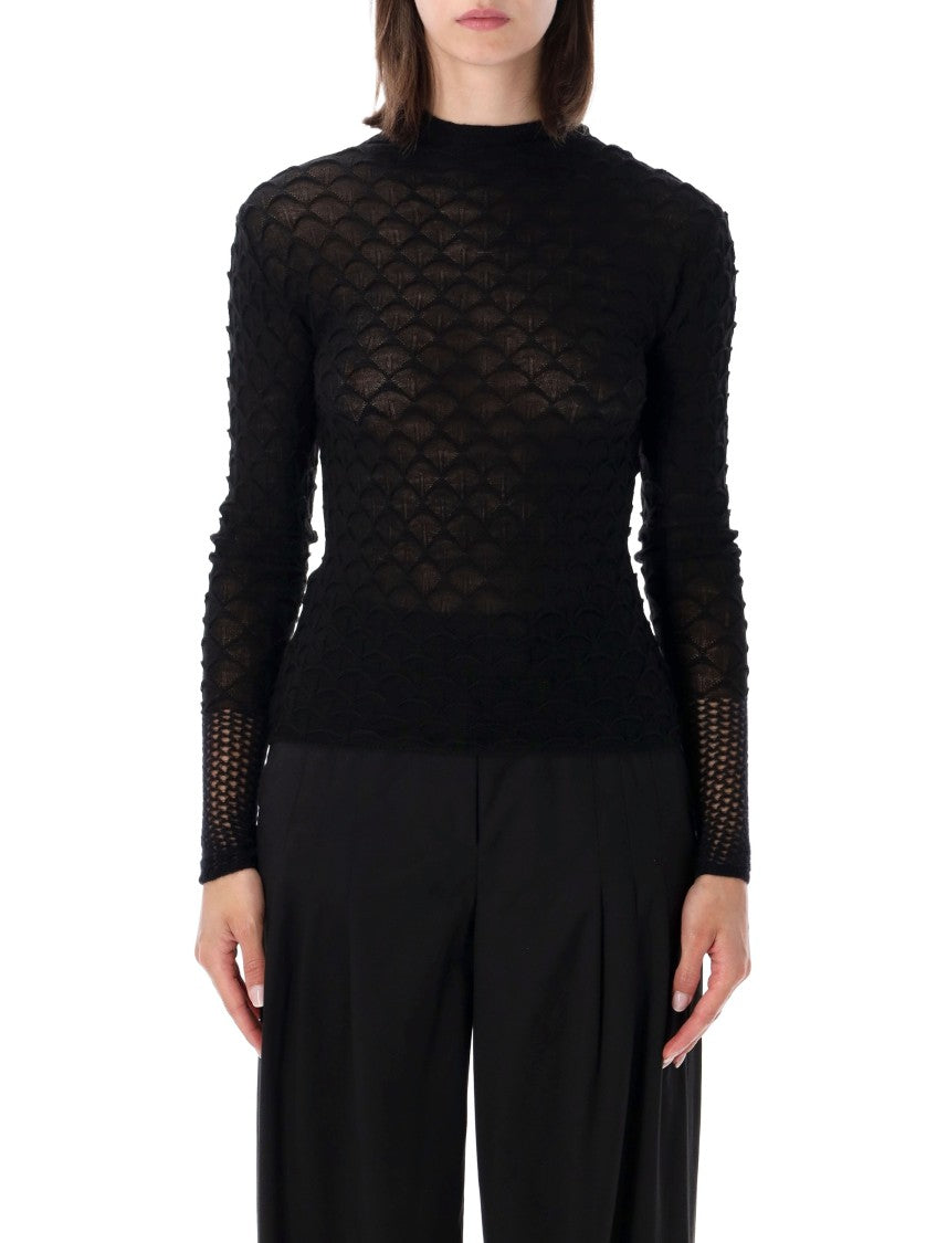 Lanvin Black Textured High Neck Sweater