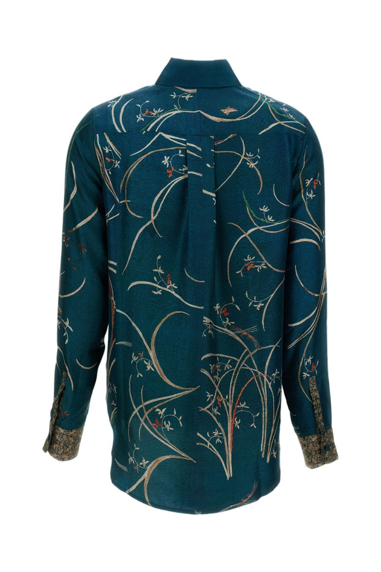 Pierre-Louis Mascia Multicolor Printed Silk Twill Long-Sleeve Shirt