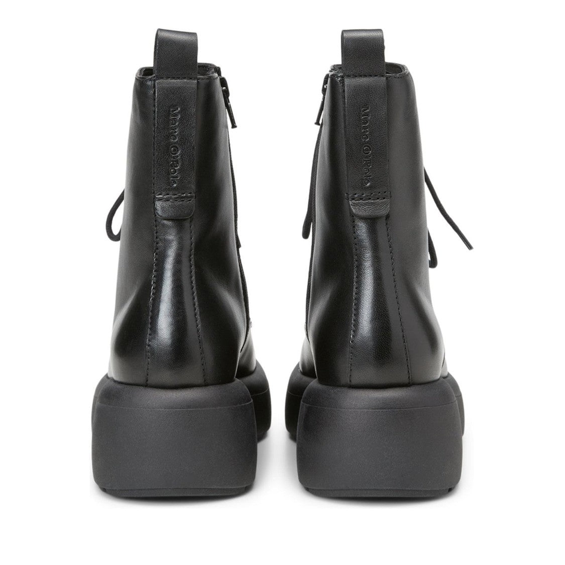 Marc O'polo Black Hayla 2A Leather Platform Lace-Up Boots