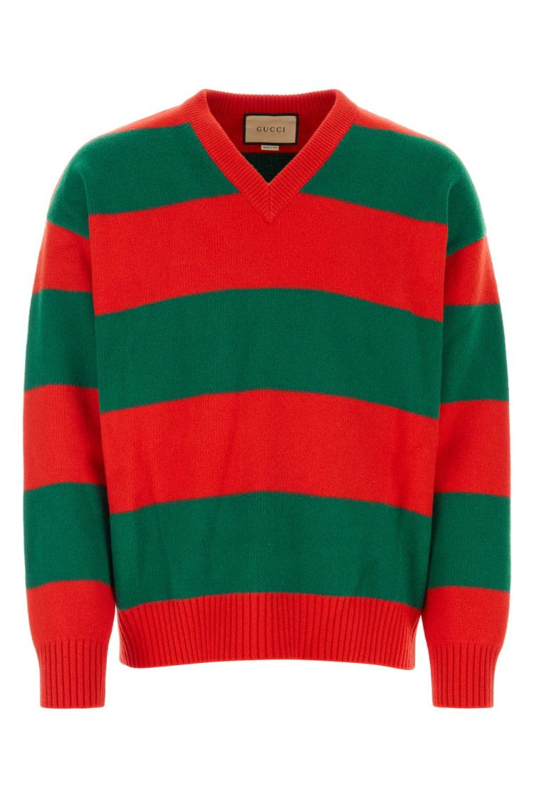 Gucci Embroidered Stretch Wool Blend Sweater