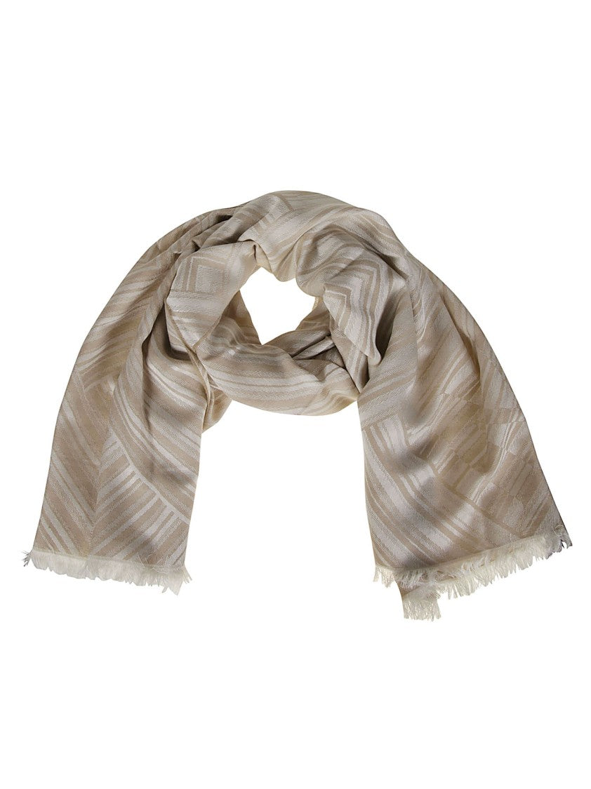 Max Mara Mxamarmo Chevron Pattern Wool Blend Scarf