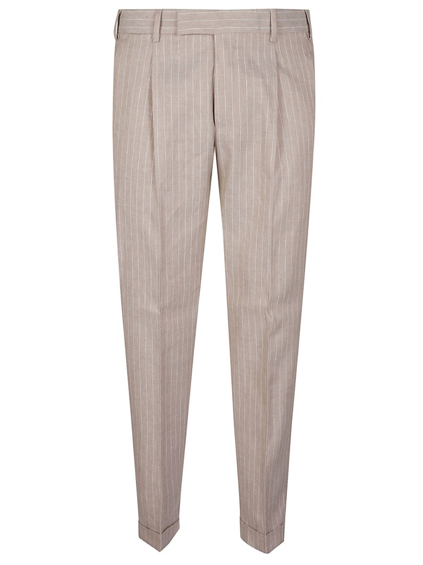 Pt Torino Rebel 1 Linen-Cotton Pinstripe Pants