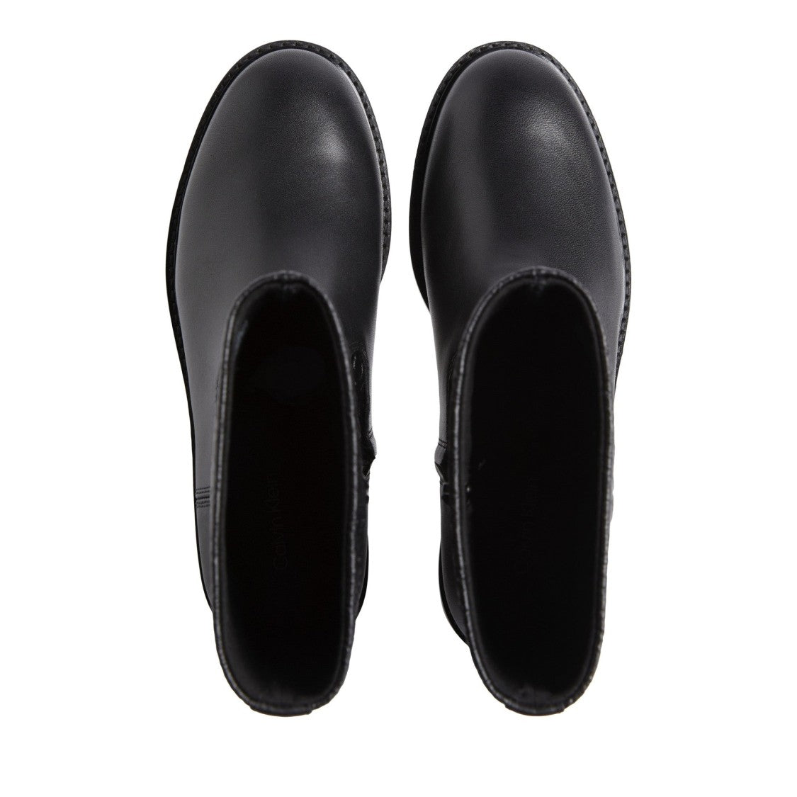 Calvin Klein Black Textured Upper Flat Leather Ankle Boots