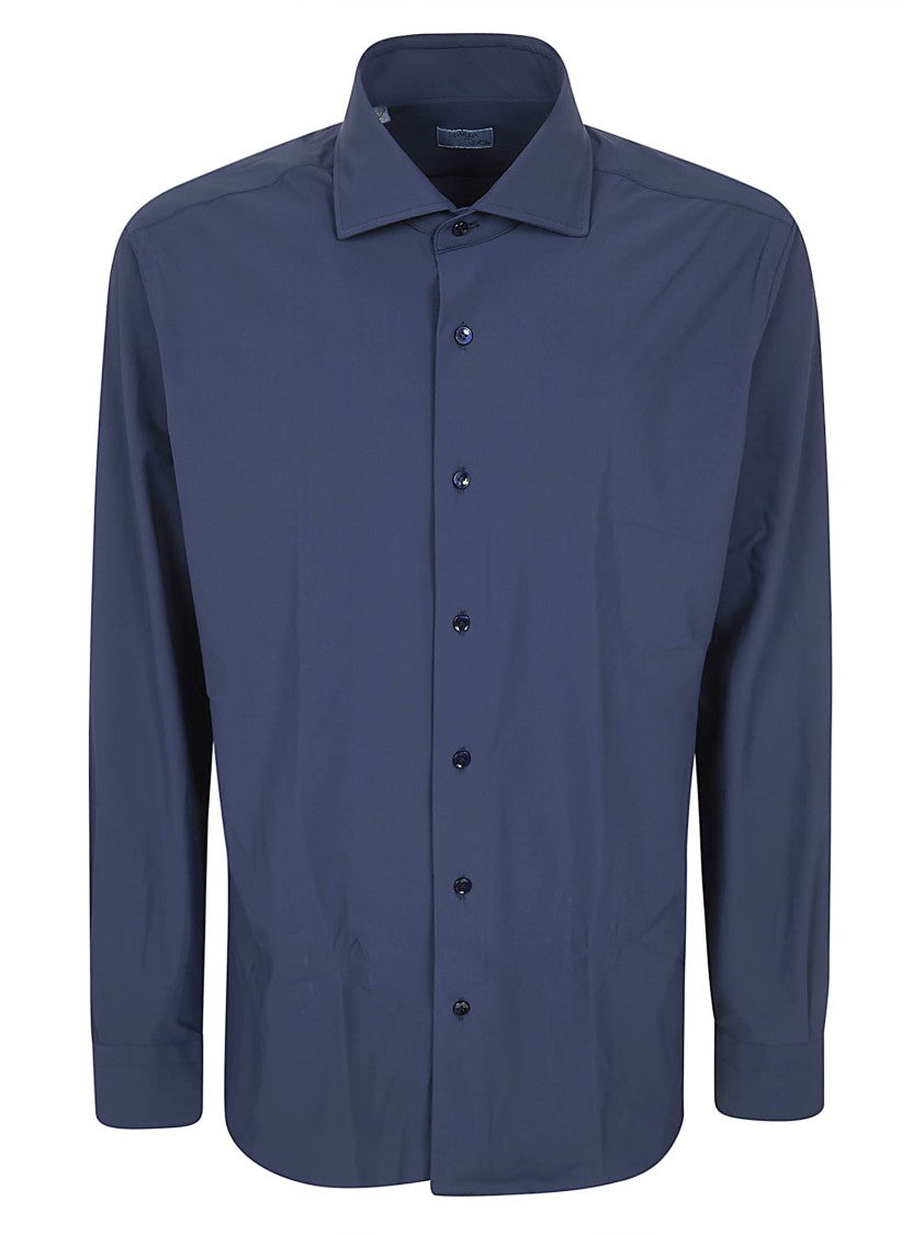 Barba Napoli Blue Stretch Formal Shirt With Classic Collar