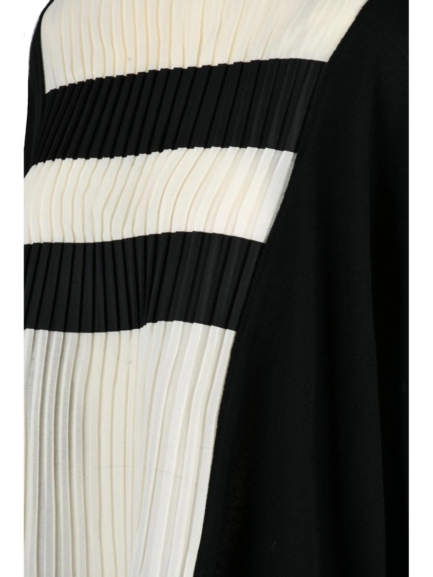 Pier Antonio Gaspari Black/White Boat Neck Virgin Wool Sweater