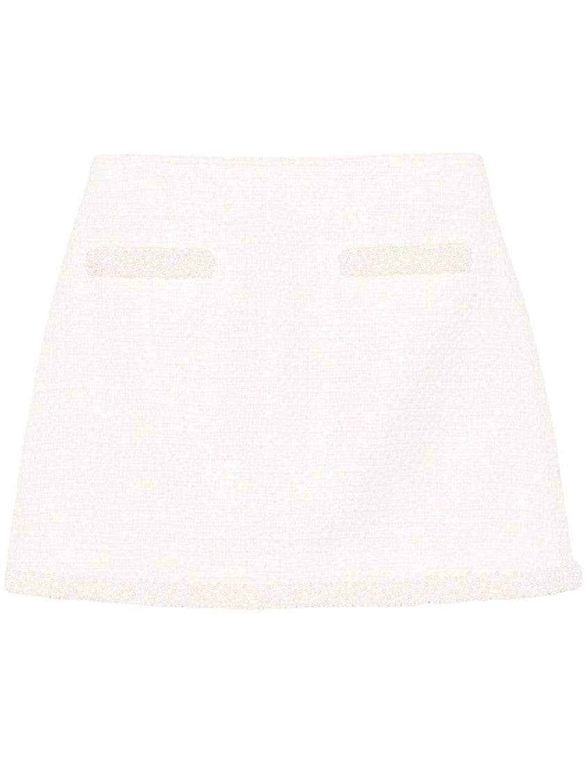 Self-Portrait Bouclé Pearl-Trim Mini Skirt