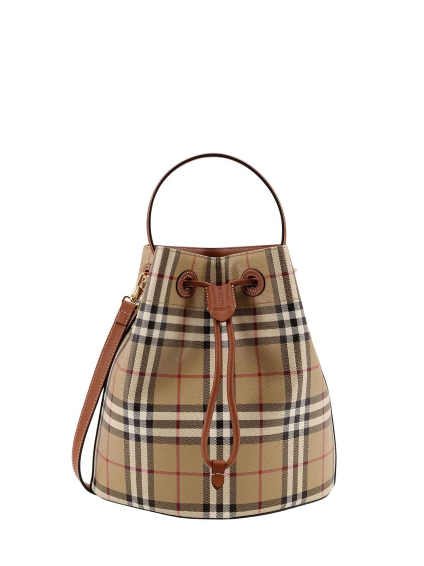 Burberry Multicolor Check Pattern Cotton Bucket Bag
