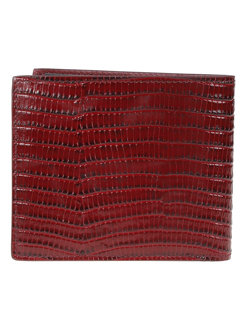 Tom Ford Printed Tejus T Line Classic Burgundy Calf Leather Bi-Fold Wallet