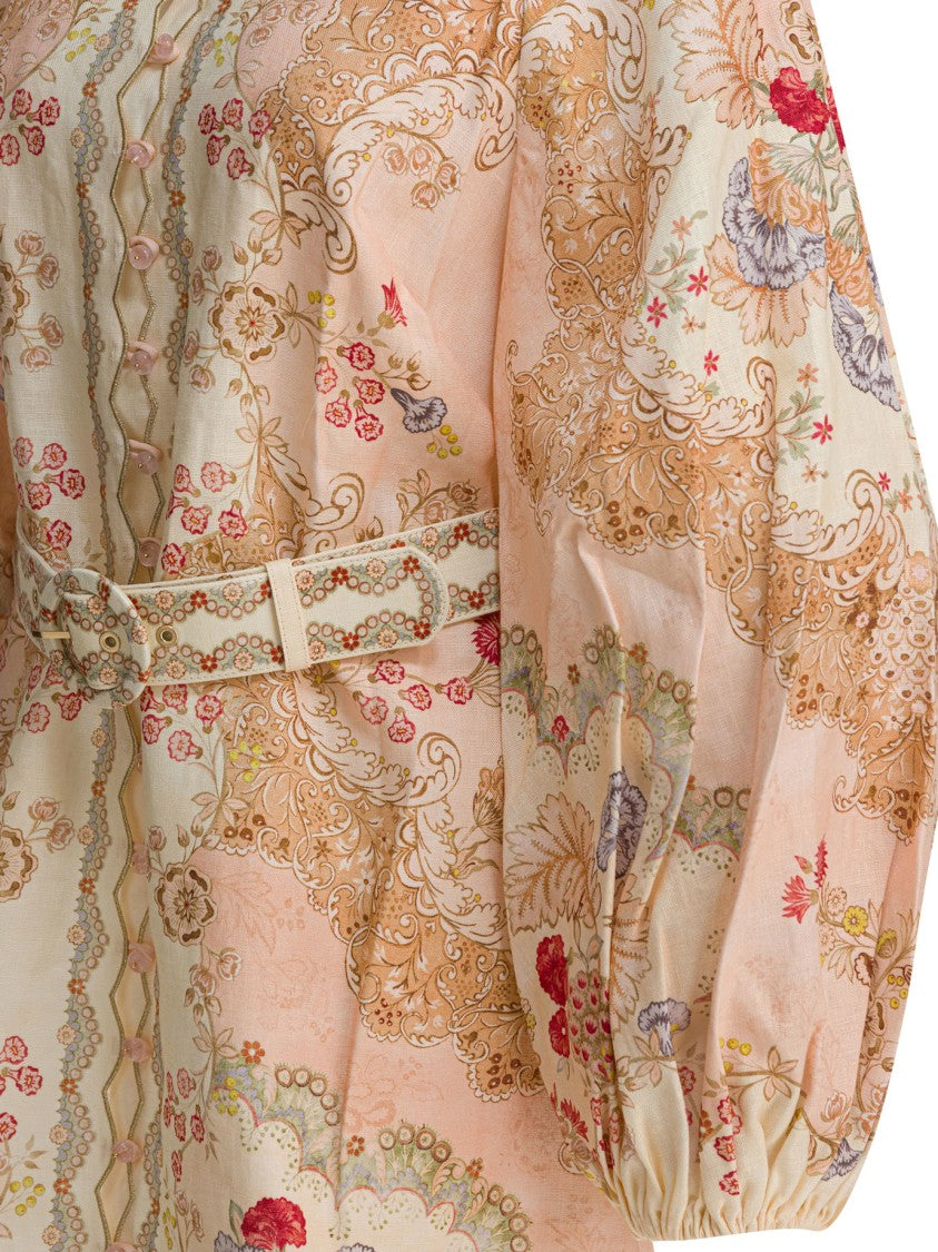 Zimmermann Chemisier Dress With Puff Sleeves