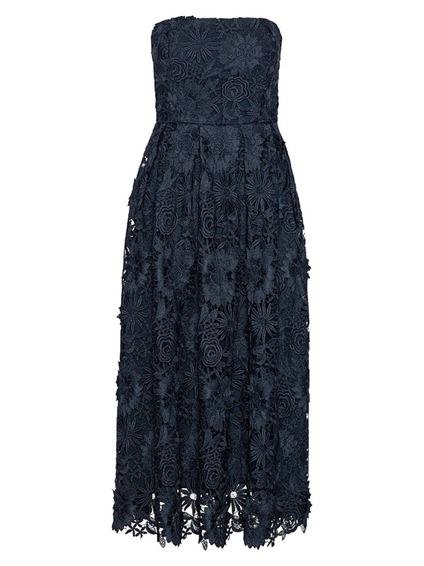 Rotate Birger Christensen Neutrals 3D Floral Lace Polyester Midi Dress
