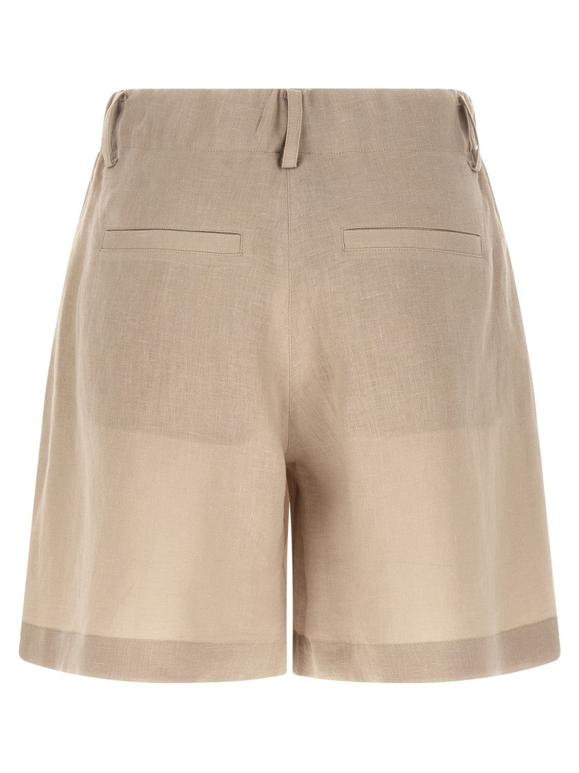 Brunello Cucinelli Linen Wide-Leg Bermuda Shorts