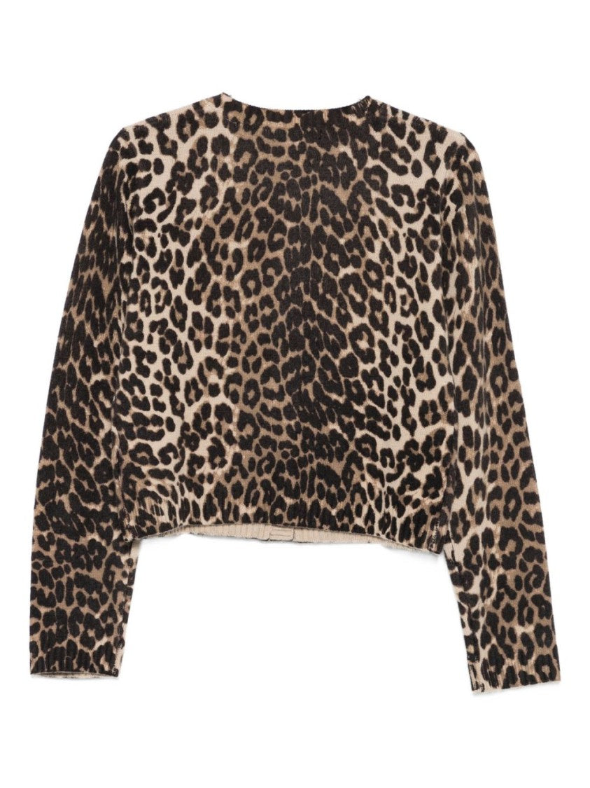 Seventy Sergio Tegon Cropped Wool Sweater With Leopard Print