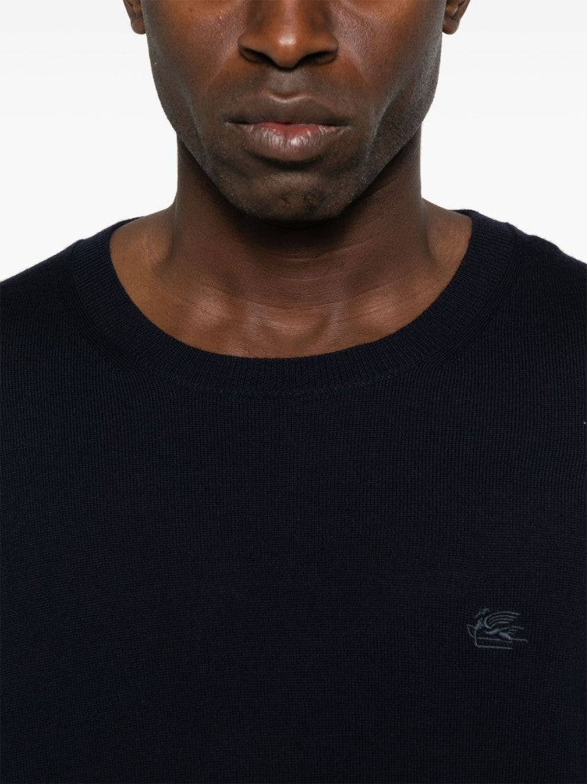 Etro Wool Jumper With Embroidered Monogram