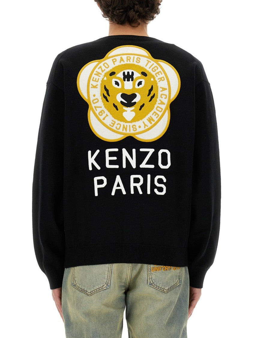 Kenzo Cardigan With Embroidered Tiger Academy