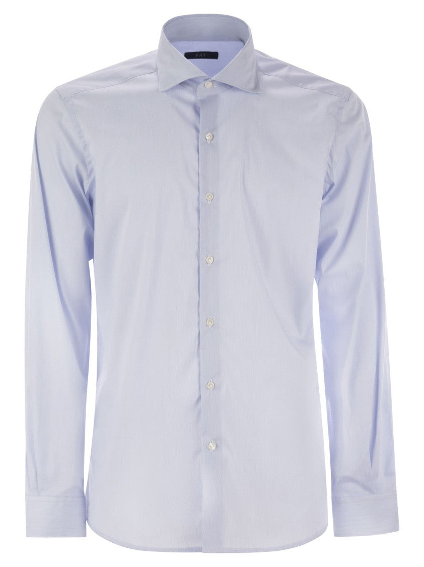 Fay Stretch Poplin Shirt With French Collar