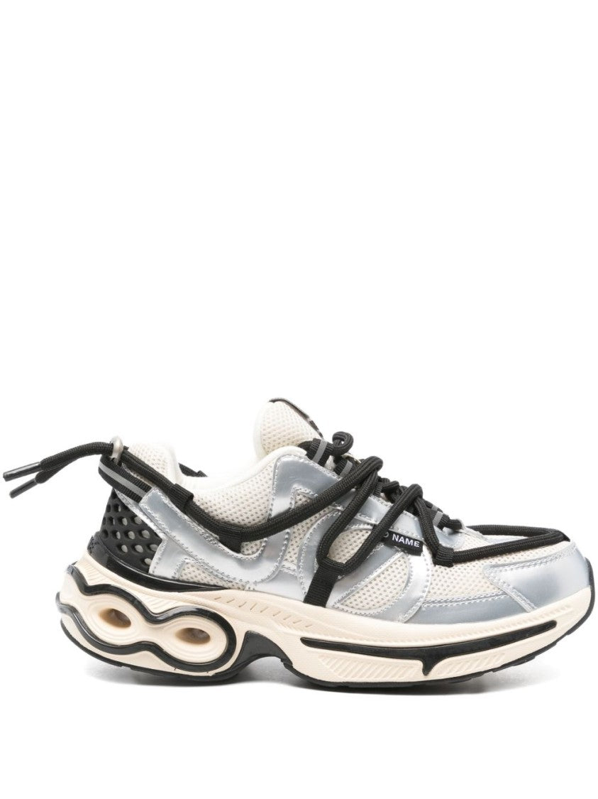 No Name White And Silver Sneakers With Chunky Sole