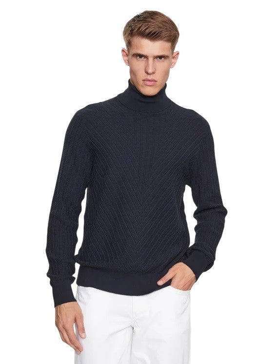 Armani Exchange Textured Ribbed High Neck Pullover