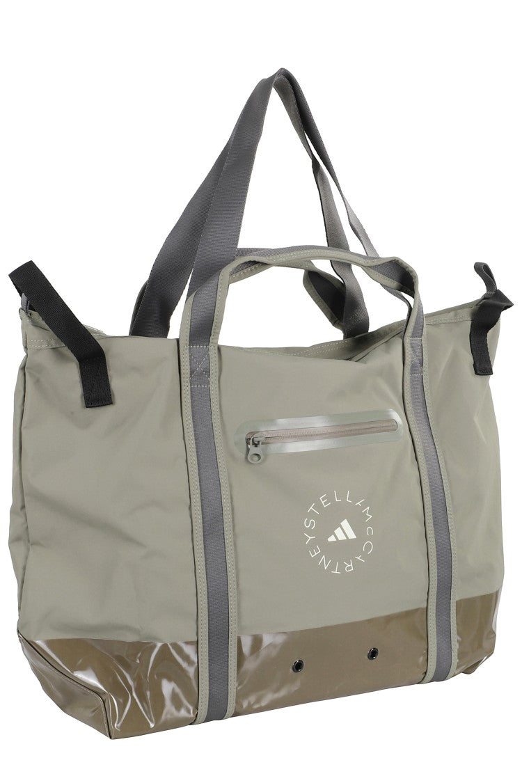 Adidas By Stella Mccartney Glossy Finish Tote With Logo And Zip Closure