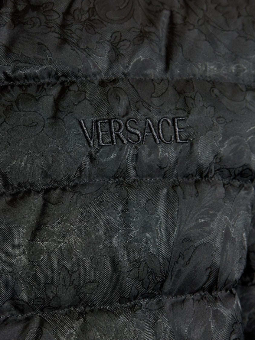 Versace Quilted High Collar Jacket With Gold-Tone Hardware