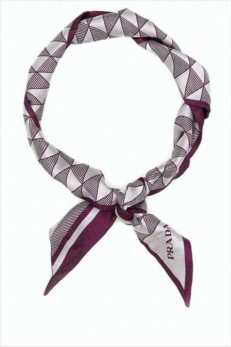 Prada Geometric Jacquard Silk Scarf With Contrasting Stripes