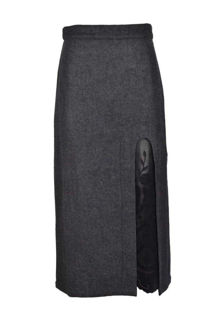 Sea Longuette Wool Blend Skirt - Grey/Black